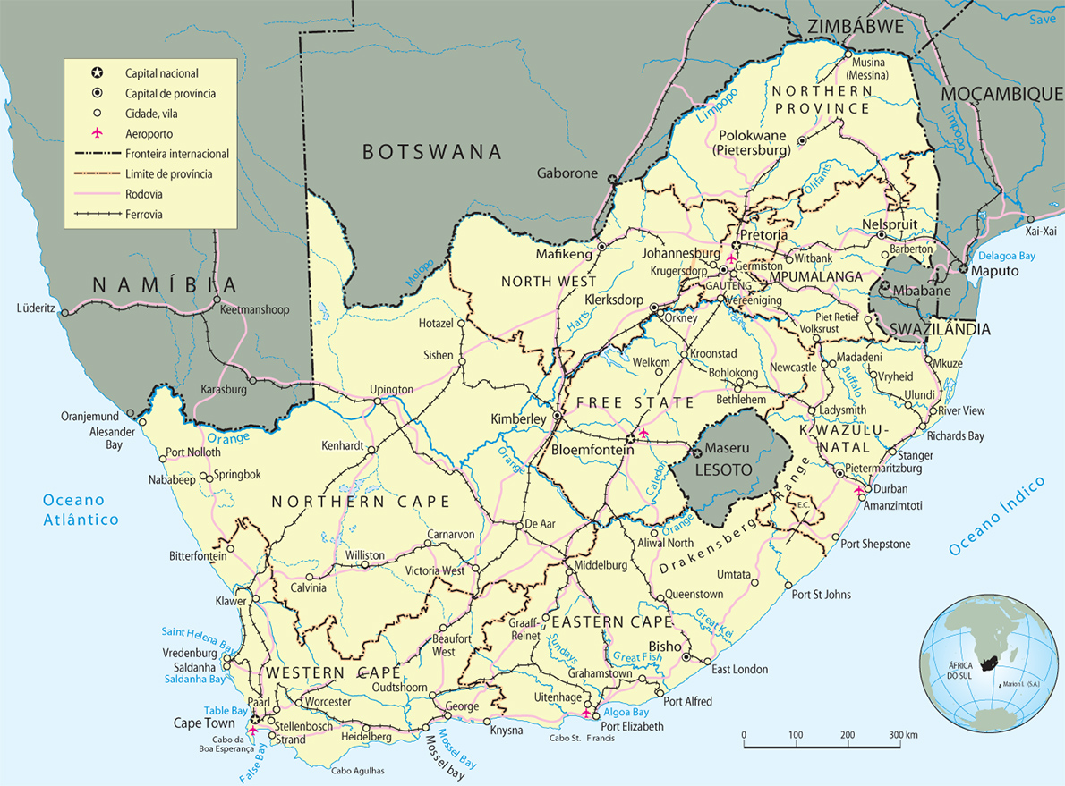 Mapa Pol tico Da Africa Do Sul
