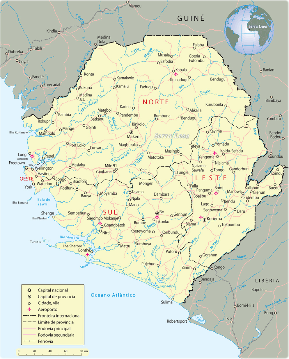 Mapa Serra Leoa