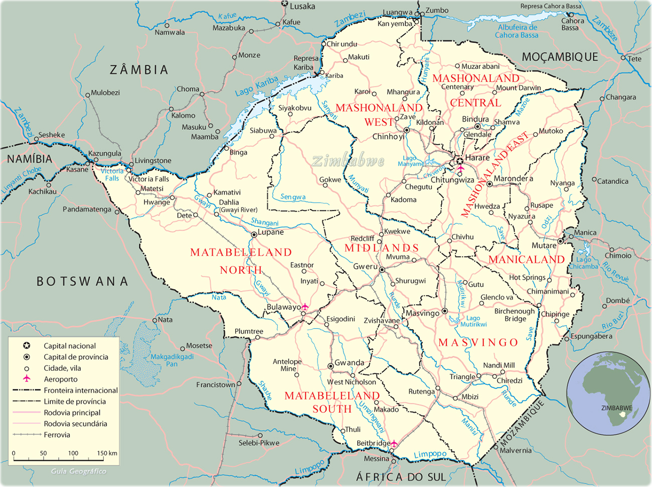 Mapa Político Zimbabwe